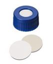 Image de Bouchon vissants  en PP bleu pour pas de vis court, avec ouverture centrale, joint UltraBond silicone blanc /PTFE beige  (par 1000)