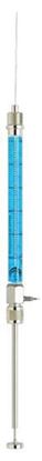 Image de Seringue 100µl (couleur bleue) pour passeur Varian 8035 - 8100 & 8200, à aiguille amovible, jauge 25, long. 53mm, arrondie/trou latéral